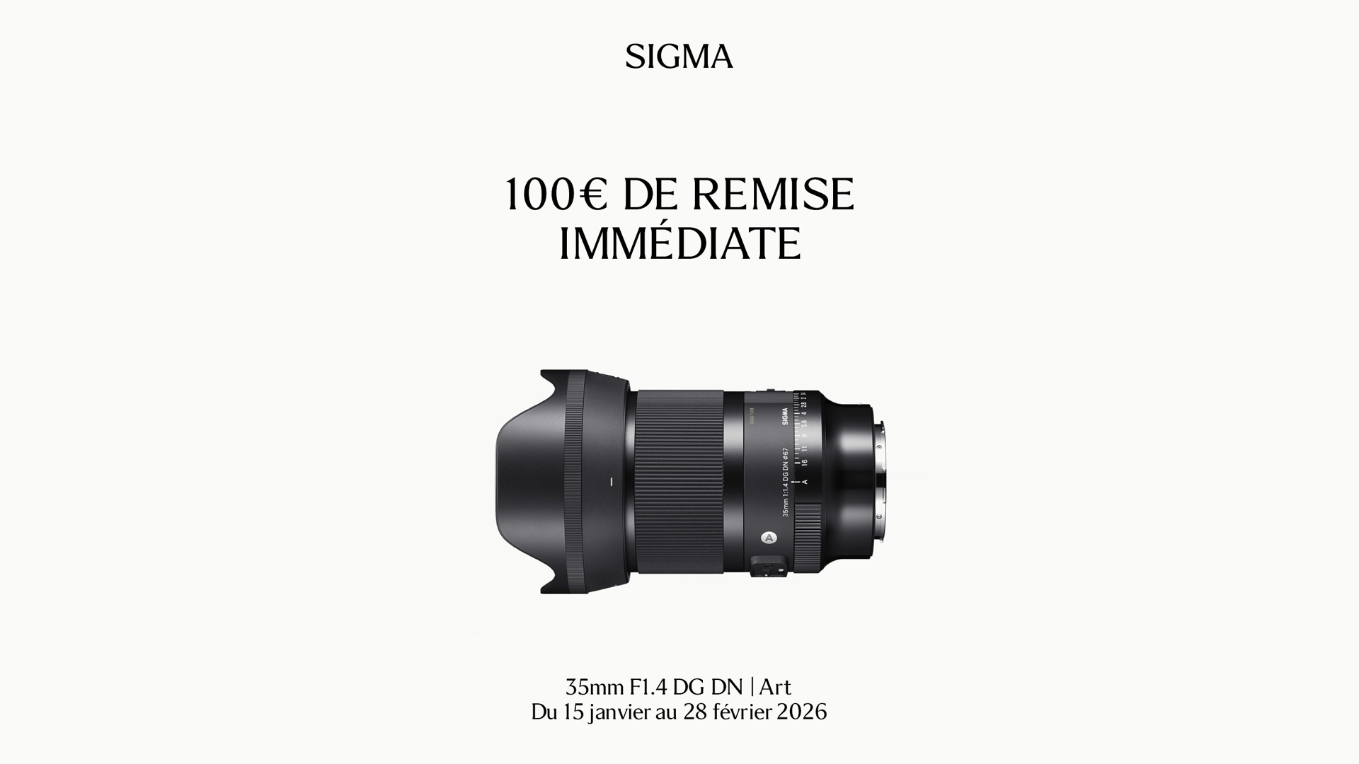100€ de remise immédiate sur le 35mm F1.4 DG DN | Art jusqu'au 28 février 2026