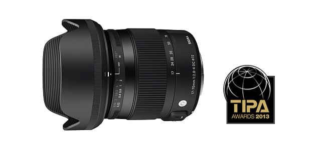 SIGMA 17-70mm F2.8-4 DC MACRO OS HSM reçoit le prix TIPA 2013 BEST ENTRY LEVEL DSLR LENS Award.