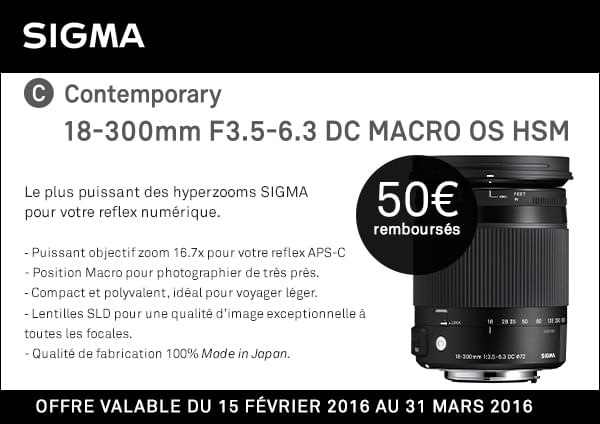 50€ remboursés pour l'achat du 18-300mm F3.5-6.3 DC MACRO OS HSM